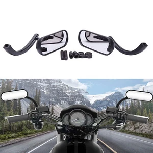 Mini espejos retrovisores ovalados negros para motocicleta Harley Davidson Road King Softail FXST - Imagen 1 de 12