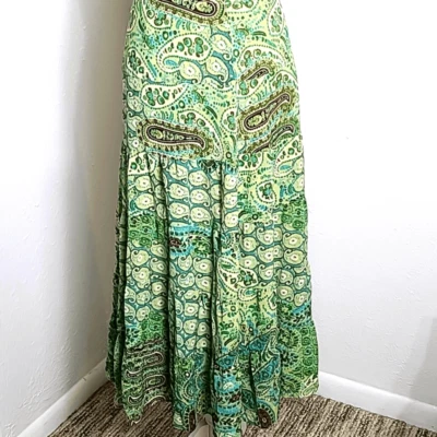 Emma James 绿色和棕色佩斯利长裙,尺寸 12 — 第 1/4 张图片