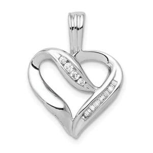 14k White Gold 1/8ctw Diamond Heart Pendant - Picture 1 of 2