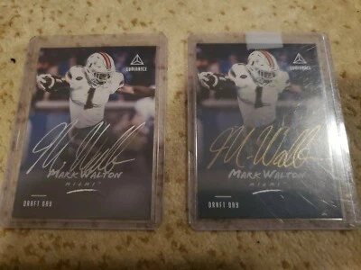 (2)Mark Walton RC 2018 Panini Hurricanes Draft Day Silver & Gold Ink Auto RI-MW  - Image 1 of 4