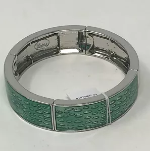 Lia Sophia Bracelet Silver Green Water Droplets Stretch Quench - Picture 1 of 3