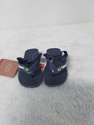 Sandalias de Brasil Havaianas marinas/amarillas cítricas unisex bebé talla 6C Foto 1 de 4