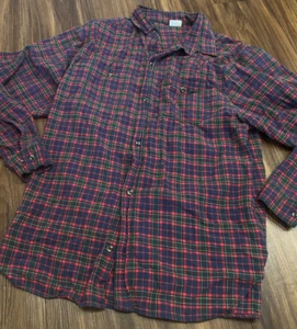 HANNA ANDERSON RED GREEN PLAID BUTTON DOWN COTTON PAJAMA SHIRT SZ M - Picture 1 of 6