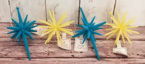 2024 Target Bullseye 4 Flocked Retro Starburst Christmas Tree Ornaments Blue NEW - Picture 1 of 3