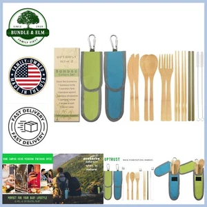 Lightweight Bamboo Travel Utensil Set - Fork, Knife, Spoon & Chopsticks Included - Picture 1 of 8