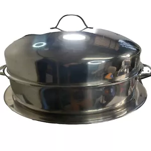 Sartén grande ovalada de acero inoxidable con tapa, bandeja, rejilla 18" x 13" - Imagen 1 de 12