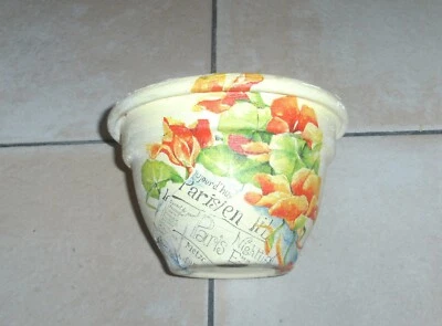 Blumentopf dekorativ, Tontopf mit Serviettentechnik bemalt,Handarbeit,Höhe 10 cm - Bild 1 von 4