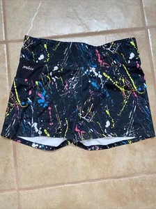 Justice Active Girls Size 14 Compression Shorts Bike Booty Paint Splatter - Picture 1 of 5