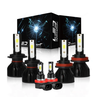 For Land Rover LR2 LR4 2010 2011 2012 2013 2014 2015 LED Headlight Fog Bulbs Kit - Image 1 of 4