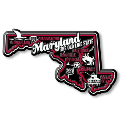 CLASSIC MAGNETS MADE WITH PRIDE IN THE USA Maryland Premium State Magnet by Classic Magnets, 3.7" x 2.1"