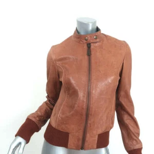 DOMA Leather Bomber Jacket Brown Size Medium - Picture 1 of 8
