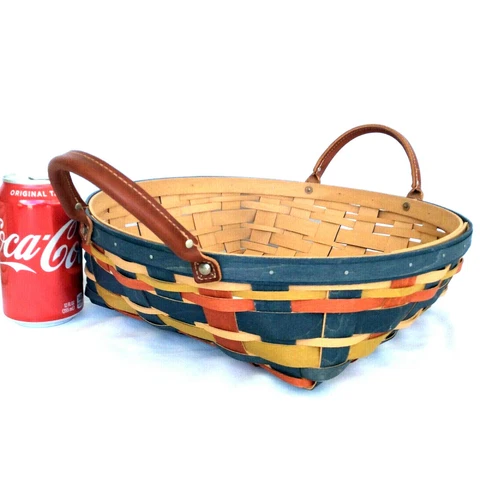 Longaberger Autumn Plaid Multi Color Round Serving Basket NEW Picnic Potluck Cover