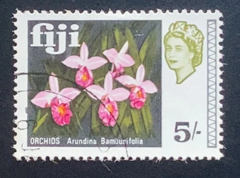 Fiji 1968 QEII 5/- Orchids - Fine Used Cover