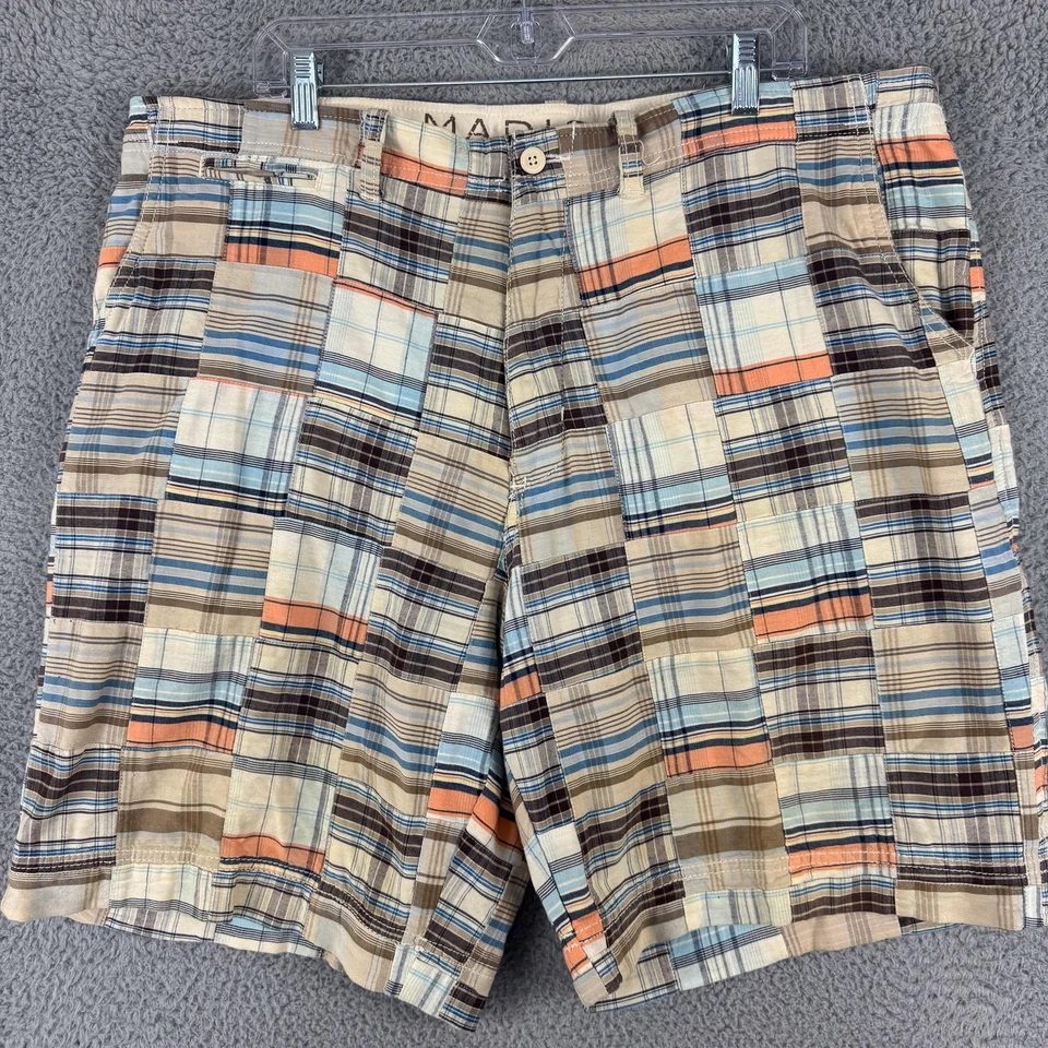 Madison Shorts Mens 38 Patchwork Plaid Multicolor Cotton Summer Preppy 40x10 - Image 1 of 4