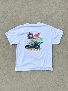 T-shirt concessionaria moto d'epoca Honda Kawasaki di Modesto XL bianca - Foto 1 di 5