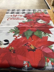 Frohe Weihnachten Weihnachtsstern, Vögel und Schneeflocken Hausflagge - Bild 1 von 6