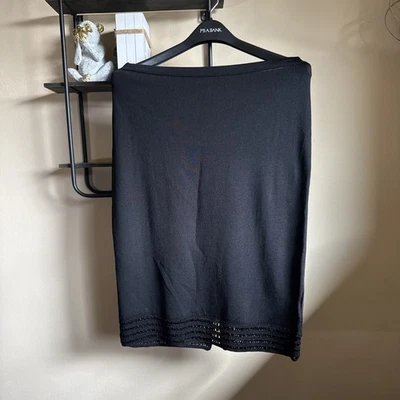 Falda Ellen Tracy Talla Pequeña Clásica Negra Tejida Recta Lápiz Rodilla Foto 1 de 4