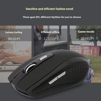 Souris sans fil 2,4 G, souris de bureau optique portable alimentée par batterie - Photo 1/4