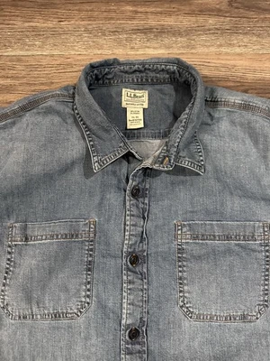 L.L.Bean Denim Button Down Traditional Fit Shirt Blue Jean XXL Heritage Utility - Image 1 of 4