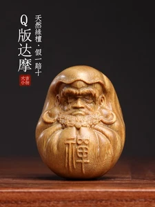 4.5*4.6*6cm Hand Carved Green Sandalwood Netsuke: Cute Dharma Patriarch - Picture 1 of 2
