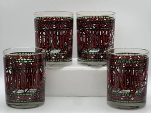 Set 4 bicchieri vintage Houze Happy Holidays | bicchieri natalizi bordo oro anni 70 - Foto 1 di 6