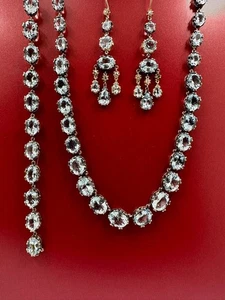 UNIKAT VIKTORIAN STIL SET, AQUAMARINE ca.68.00 Ct.,HALSKETTE+ARMBAND+OHRRING 3T. - Bild 1 von 11