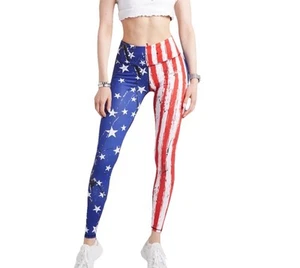 Coolomg American Flag Leggings Size Small Compression Fit USA Work Out Gym - Picture 1 of 10