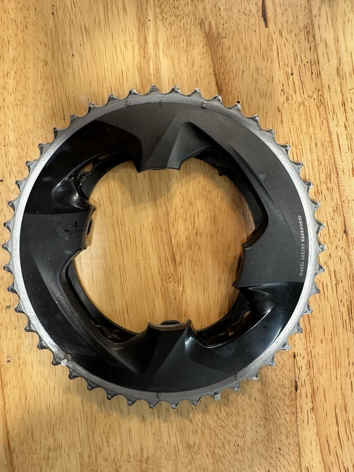 SRAM Force AXS 107 BCD 12-Speed Chainrings 46/33 Black !Cracked Plastic! Used - Image 1 of 4