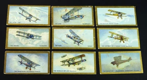 Vintage 1930er Spieler Zigaretten Flugzeug Serie Karten Lot 9 Flugzeuge - Bild 1 von 2