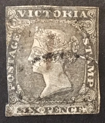 Australia Victoria 1854 VFDU 6d Stamp Light Hinged - Image 1 of 2