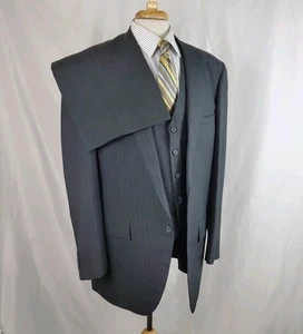 Vintage Duru's Chicago Herren 3 Teiler Anzug 44XL Sakko 38x34 Hose grau Nadelstreifen - Bild 1 von 14