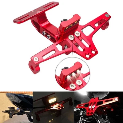 Soporte universal para placa de matrícula ordenado cola de motocicleta eliminador de guardabarros luz LED Foto 1 de 4