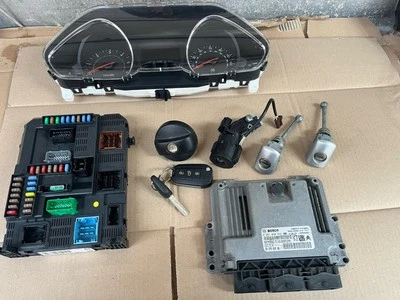2014 PEUGEOT 208 HDI 9HP 1560cc ECU KIT BOSCH 9805895780 BSI UNIT LOCK SET - Image 1 of 4
