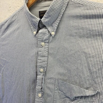 Vintage Abercrombie Fitch Button Shirt Mens 17 Long Cream Blue Check 2XL - Image 1 of 4