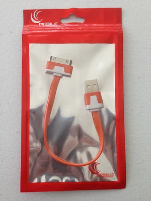 8" FLAT NOODLE USB Data Sync charger Cable FOR apple iphone 4S & ipod nano 6 5 - Image 1 of 3