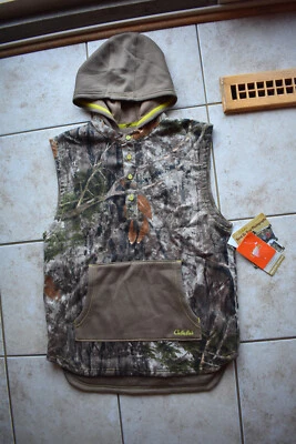 New Youth Extra Large Cabelas Zonz Woodland Camo Hunting Hooded Vest XL Free Shp - Image 1 of 4