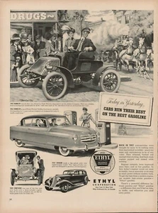 1952 Gas Oil Cars Vintage Print Ad 50s Ethyl Gasoline Pump Serviceman Horses - Picture 1 of 9