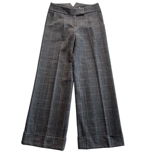 Pantalones de pierna ancha Diane von Furstenberg Corazón para mujer gris mezcla de lana talla 8 NUEVOS #091 - Imagen 1 de 10