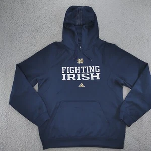 Notre Dame Fighting Irish Adidas Hoodie Sweatshirt Mens Medium Blue Climawarm - Picture 1 of 21