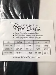 Curtain Call Mikrofaser-Strumpfhose mit Füßen SCHWARZ - Größe Kind Medium 4-7 - NEU - Bild 1 von 2