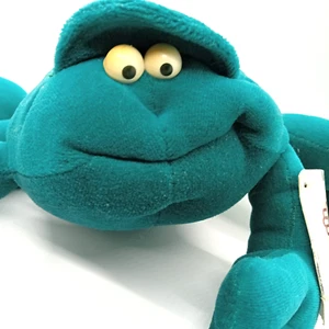 Edredón gorro de felpa de juguete suave de 12" Felix Frog de colección Applause 1986 con etiquetas - Imagen 1 de 9