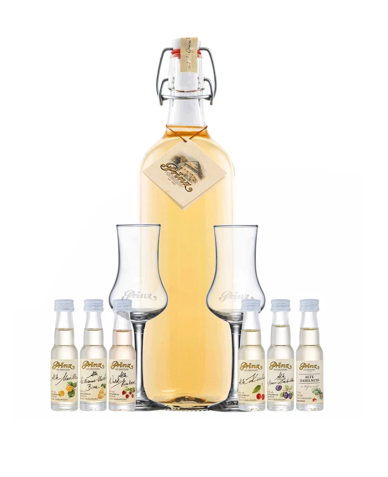 Prinz Alter Bodenseeapfel 1,0l+2 Kelchgläser+6 Miniaturen 0.02l - Bild 1 von 1