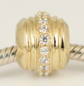 SOLID 9CT 9K GOLD BEAD with 18 Sparkling CZ Fits Charm Bracelet / Necklace AUS - Picture 1 of 4