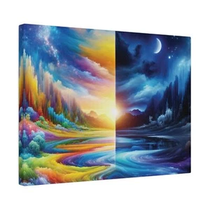 Canvas Art, Dreamy Landscapes, Surreal Day and Night, Matte Stretched Wall Art - Picture 1 of 7