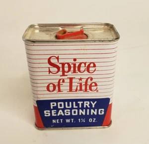 Vintage Gewürz des Lebens Dose Geflügel Gewürz 3" Oma Küche MCM 43 Cent Preis - Bild 1 von 7