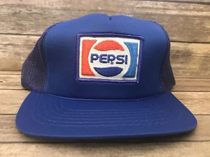 Sombrero de camionero azul vintage Pepsi Soda para hombre gorra a presión rara - Imagen 1 de 12