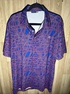 HRESKI Polo Golf Short Sleeve Shirt Men’s L Purple Blue Green Stretch Athletic - Picture 1 of 8