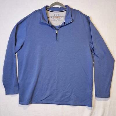 Camisa Pullover Manga Larga Azul Impermeable Vintage Para Hombre Talla XXL 1/4 Cremallera Foto 1 de 4