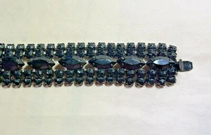Bracciale Vintage Giapponese Pietra Nera Rotonda Marchese Firmato Bianco 6,75" Dichiarazione - Foto 1 di 5