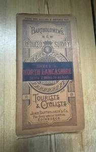 1900s Bartholomew's Reduced Survey Sheet 5 - North Lancashire /Isle of Man VGC - Picture 1 of 17
